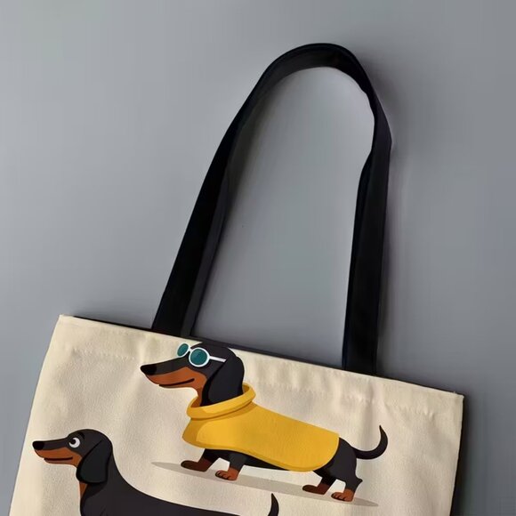 “Dachshunds in Sweaters” Polyester Tote Shopping Bag (BRAND-NEW & SO CUTE!) - Picture 4 of 7
